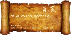Mihalovics Beatrix névjegykártya
